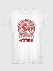 Year of the Horse  Short Sleeve Graphic T-Shirt - White