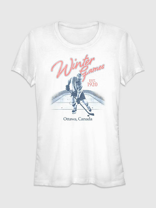 Hockey Short Sleeve Graphic T-Shirt - White