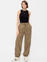 Lightweight Pull-On Poplin Balloon Pants - Kombu