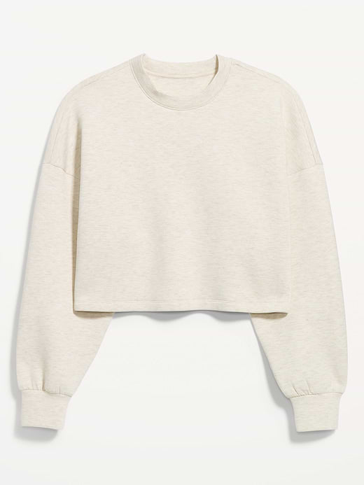 Bounce Fleece Crew-Neck Cropped Sweatshirt - Oatmeal Heather
