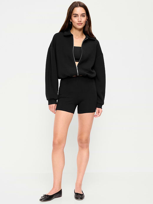 High-Waisted Jersey Biker Shorts -- 4-inch inseam - Black Jack