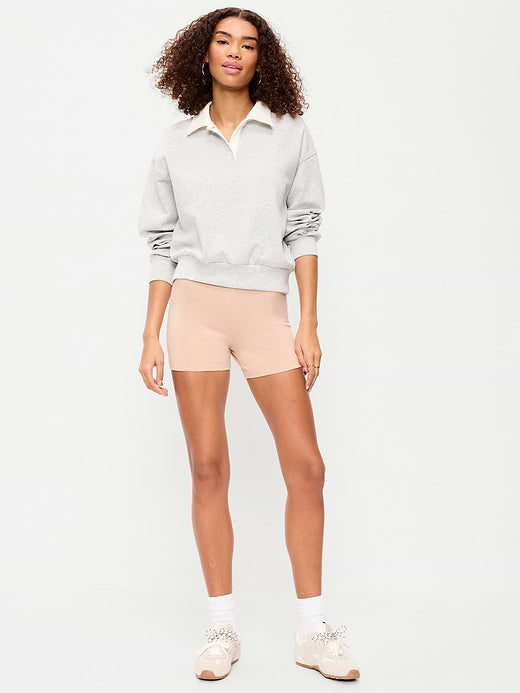 High-Waisted Jersey Biker Shorts -- 4-inch inseam - Frappe