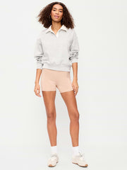 High-Waisted Jersey Biker Shorts -- 4-inch inseam - Frappe