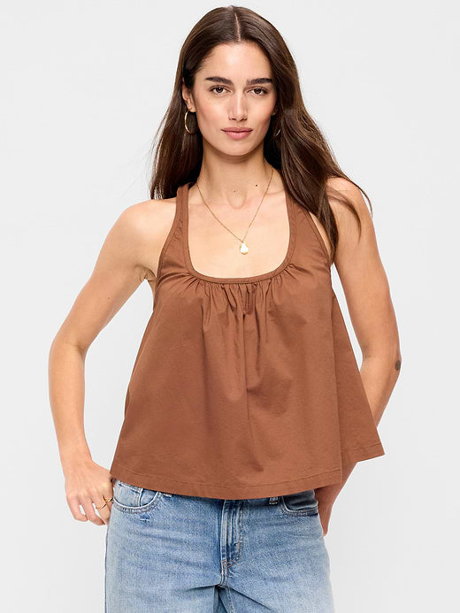 Sleeveless Trapeze Tank Top - Coco de mer