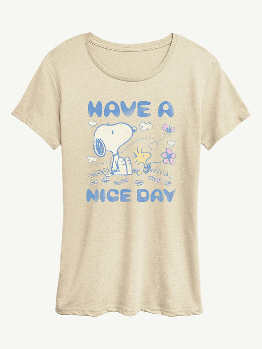 Peanuts Snoopy And Woodstock Have A Nice Day Short Sleeve Graphic T-Shirt - Birch
