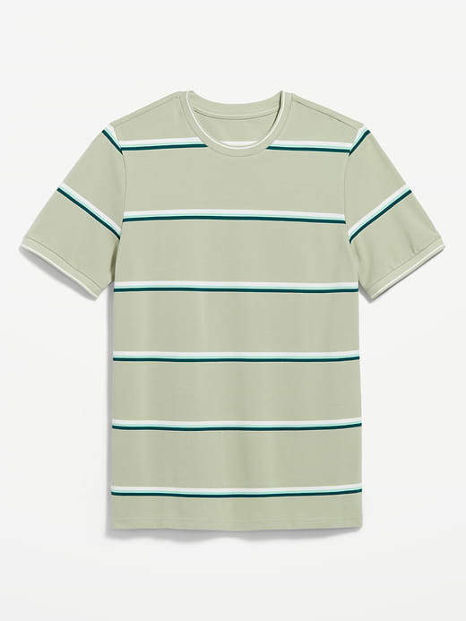 Crew-Neck Pique T-Shirt - Green Stripe