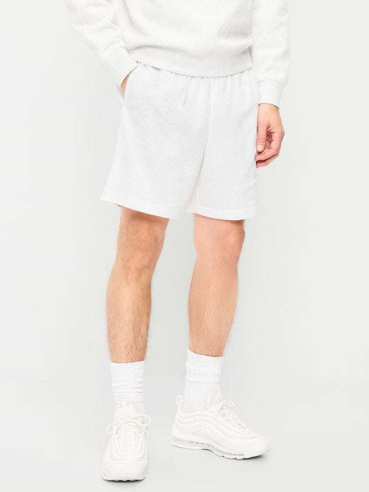 Baggy Mesh Shorts -- 6-inch inseam - White Lilies