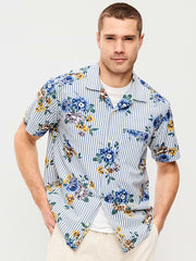 Short-Sleeve Camp Shirt - Purple Floral