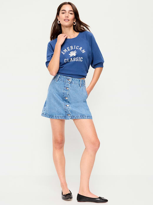 Scalloped-Edge Button-Down Mini Skirt - Milo