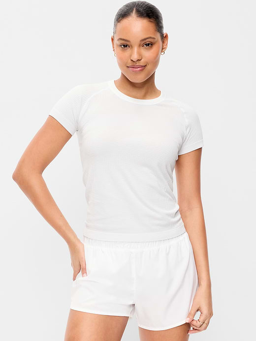 Seamless Fitted T-Shirt - White Stripe
