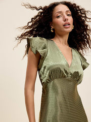 The Occasion by Old Navy Satin Flutter-Sleeve Maxi Dress - Bare Ground