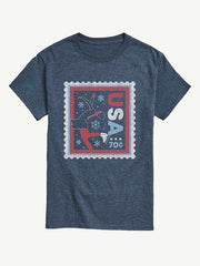 Figure Skater Stamp Short Sleeve Graphic T-Shirt - Heather Blue