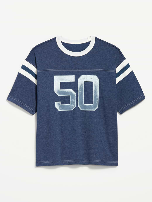 Heavyweight Short-Sleeve Football-Style T-Shirt - Obscure Night