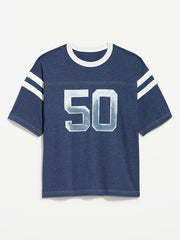 Heavyweight Short-Sleeve Football-Style T-Shirt - Obscure Night