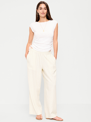 High-Waisted Linen-Blend Super Wide-Leg Pants - Neutral Stripe