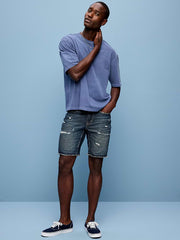 Slim Built-In Flex Jean Shorts-- 9-inch inseam - Dark Wash