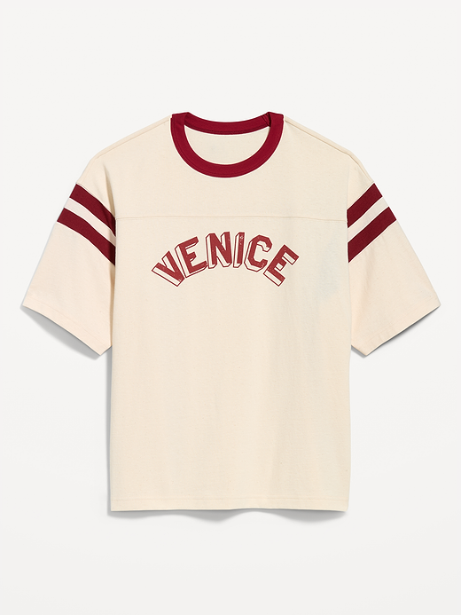 Heavyweight Short-Sleeve Football-Style T-Shirt - Natural White
