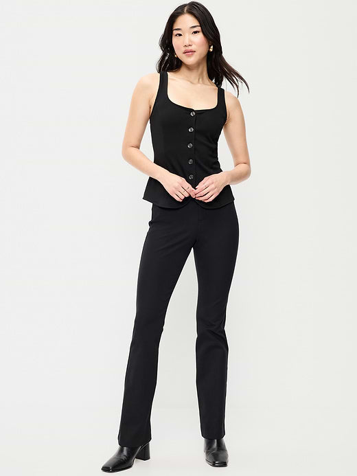 High-Waisted Pixie Flare Pants - Black