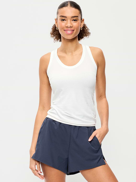 Fluid Seamless Fitted Racerback Tank - White Stripe