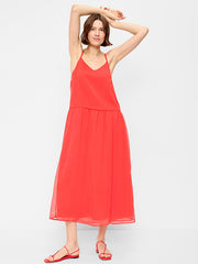Chiffon Drop-Waist Maxi Dress - Moonfish Orange