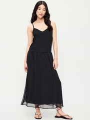 Chiffon Drop-Waist Maxi Dress - Black Jack