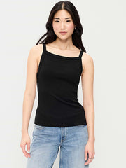 Snug Apron-Neck Tank Top - Light Black Heather