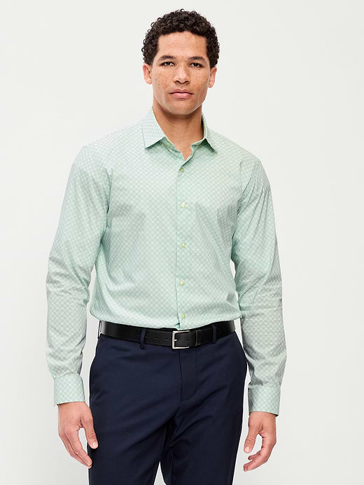 Slim Fit Pro Signature Performance Dress Shirt - Green Geometric