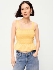 Smocked Peplum Tank Top - Sunbeam
