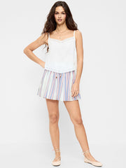 High-Waisted Drapey Skirt Short - Multi Stripe