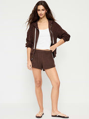 Mid-Rise Terry Cloth Shorts -- 2.5-inch inseam - Peppercorn
