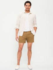 Slim Built-In Flex Rotation Chino Shorts -- 5-inch inseam - Golden Brown