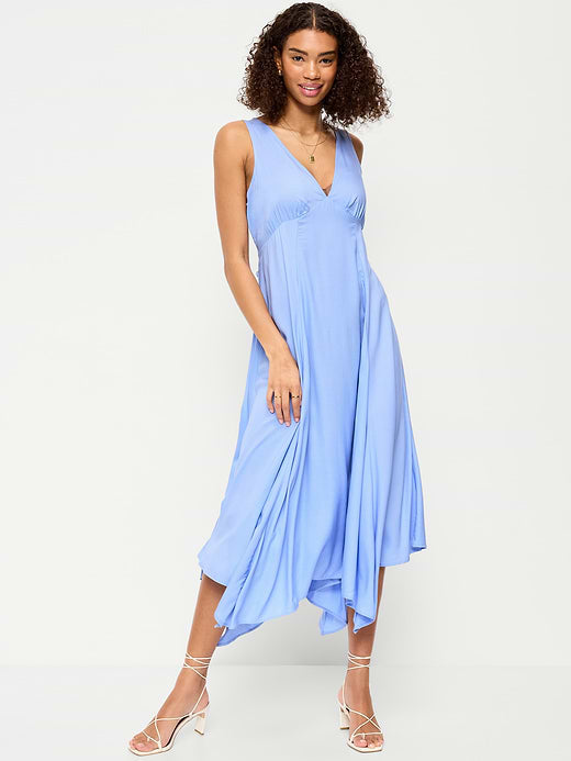 Handkerchief Hem Midi Dress - Flax Flower
