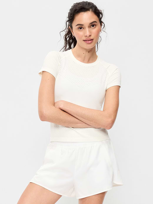 Seamless Textured Cropped T-Shirt - Magnolia
