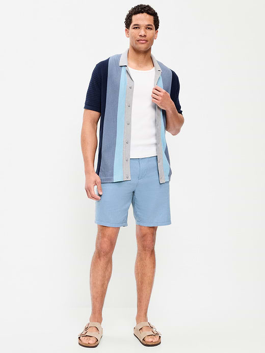 Slim Linen-Blend Rotation Chino Shorts -- 8-inch inseam - Light Blue