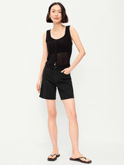 High-Waisted Wow Jean Shorts -- 7-inch inseam - Black Jack