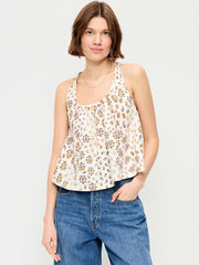 Sleeveless Trapeze Tank Top - Block Print