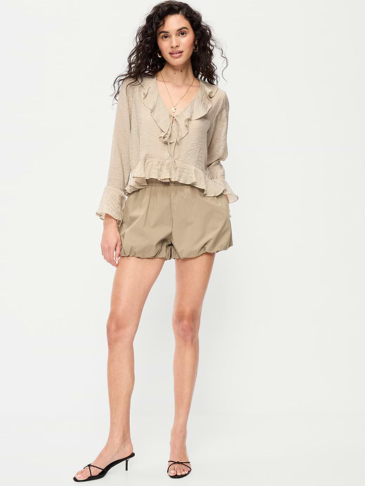Poplin Bubble Hem Shorts - Sliced Bread