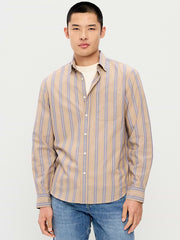 Classic Fit Everyday Striped Poplin Shirt - Light Purple Stripe
