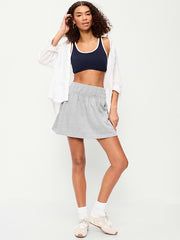 SoSoft Terry Smocked-Waist Mini Skirt - Heather Gray