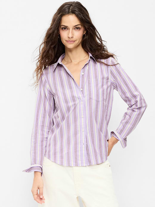 Classic Button-Down Shirt - Purple Stripe