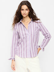Classic Button-Down Shirt - Purple Stripe