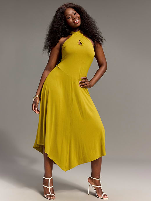 Old Navy x Christopher John Rogers Halter Maxi Dress - Golden Olive