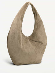Oversized Faux-Suede Hobo Bag - Bay Leaf