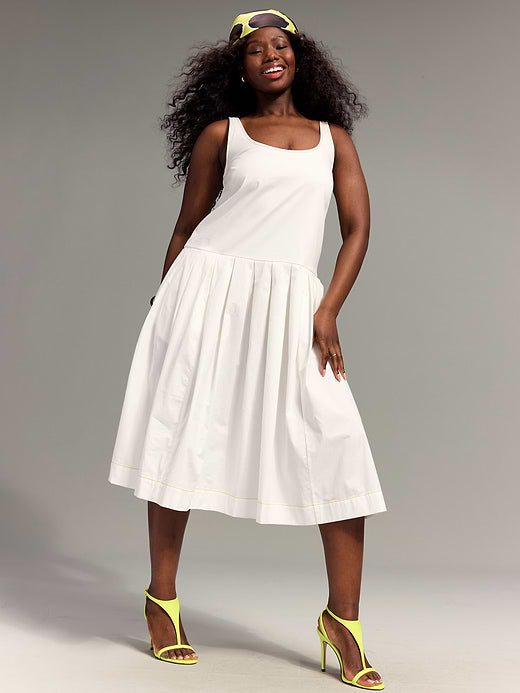 Old Navy x Christopher John Rogers Poplin Drop-Waist Dress - Magnolia