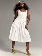 Old Navy x Christopher John Rogers Poplin Drop-Waist Dress - Magnolia