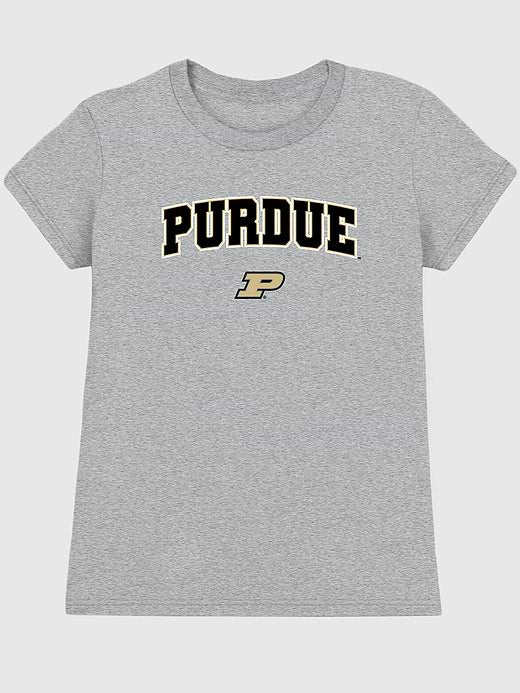 Purdue University Arch Logo Graphic T-Shirt for Women - Athletic Heather