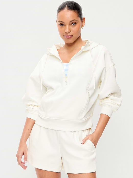 Dynamic Fleece Half-Zip Hoodie Sweatshirt - Magnolia