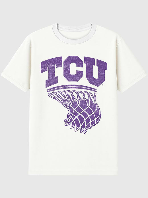 Texas Christian University Basketball Hoop Graphic T-Shirt for Men - White