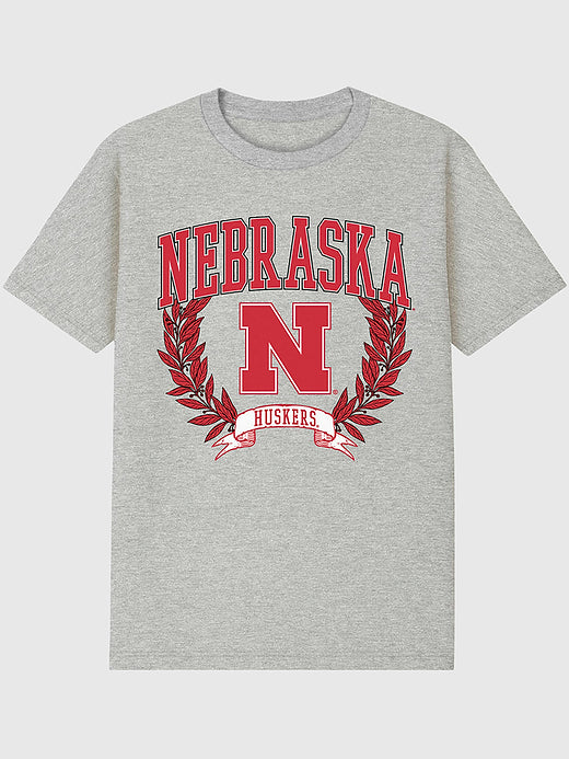 University of Nebraska Laurels Graphic T-Shirt for Men - Athletic Heather