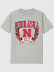 University of Nebraska Laurels Graphic T-Shirt for Men - Athletic Heather